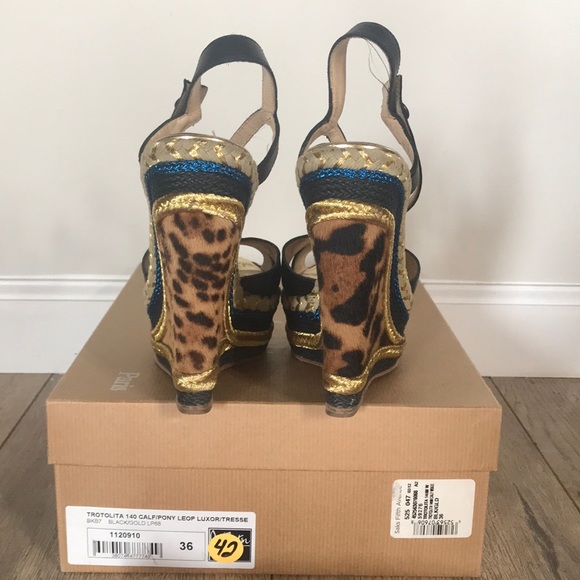 Christian Louboutin Trotolita 140 Calf/Pony Wedge - Picture 4 of 6